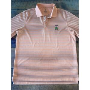 Mens Bobby Jones Performance Orange Striped Short Sleeve US Open Golf Polo Large